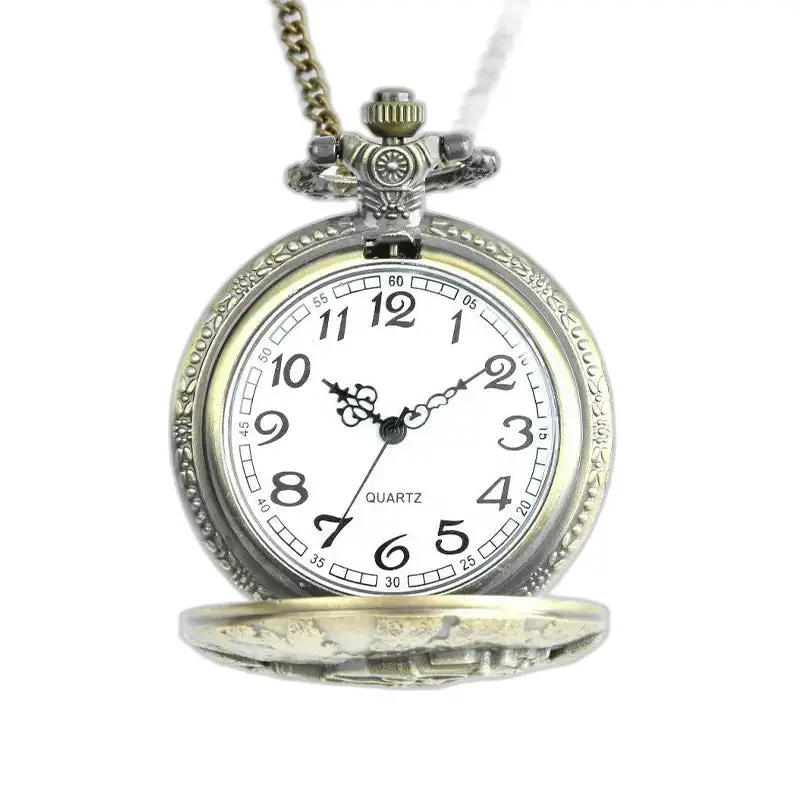 Vintage stijl rond bronzen kettinghorloge met ketting, elegant en tijdloos