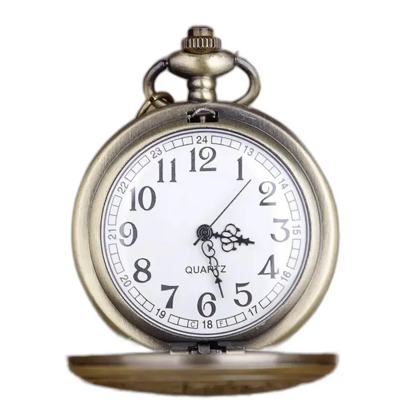 Vintage Teddy Collier horloge, antiek zakhorloge met witte wijzerplaat en bronzen kast