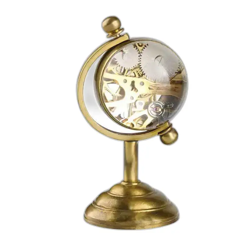 Messing globe met klokmechanisme voor luxe kantoor Elegante en nauwkeurige globe