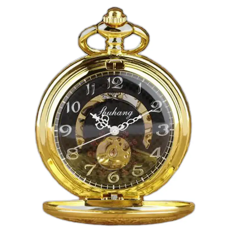 Luxe gouden zakhorloge voor heren en dames met een ontwerp versierd met koninklijke wapens