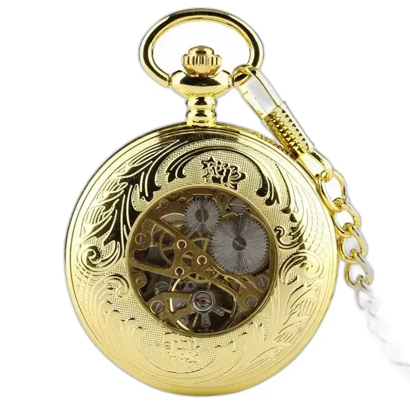 Luxe gouden zakhorloge voor heren en dames met ontwerp versierd met koninklijke wapens