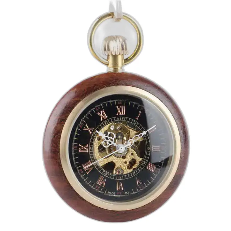Bubinga Wood-zakhorloge met quartz uurwerk en bruin-gouden afwerking