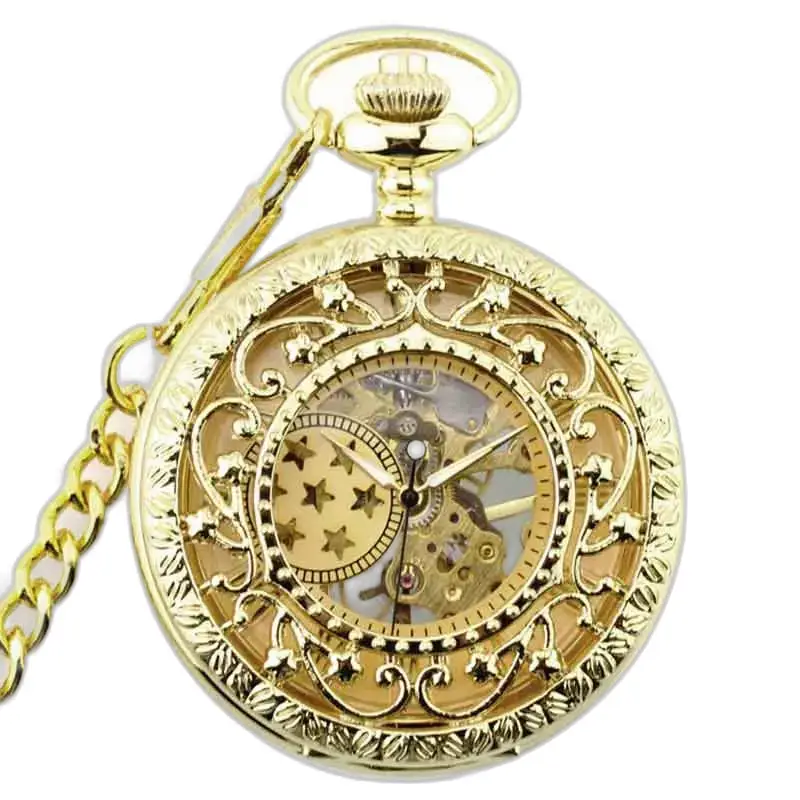 Luxe gouden Lolite Gusset zakhorloge, elegant sierlijk gouden horloge