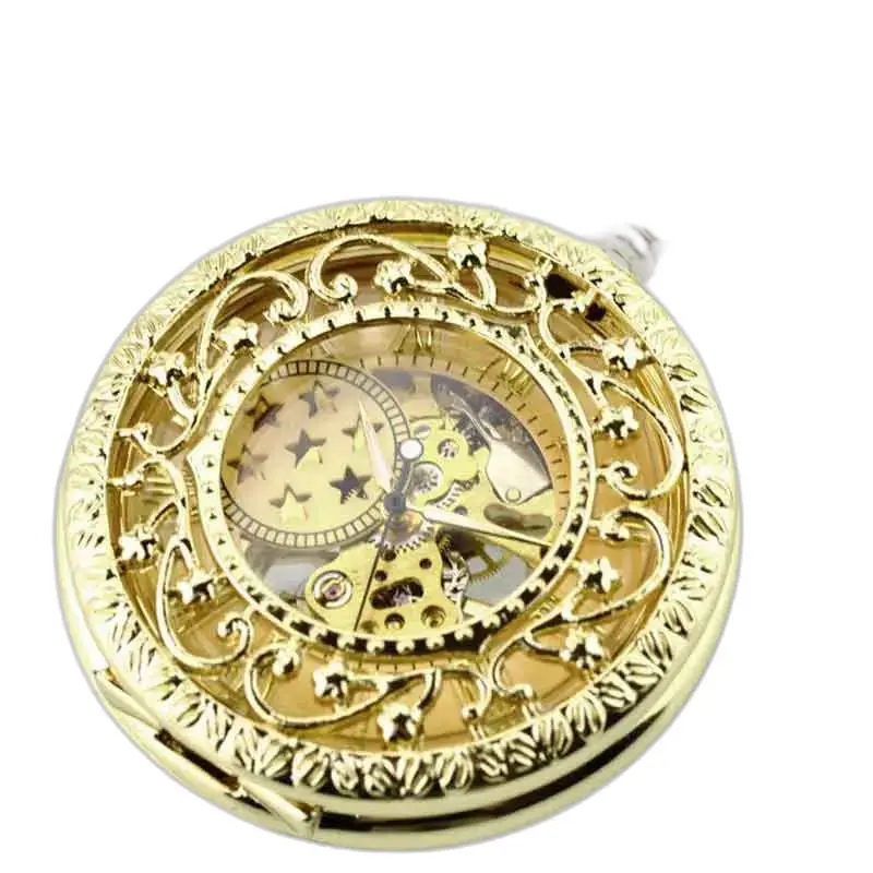Luxe gouden Lolite Gusset zakhorloge, elegant sierlijk gouden horloge