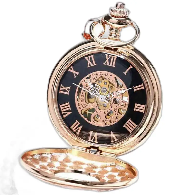 Luxe gouden parelmoer zakhorloge met gouden wijzerplaat en verfijnde details