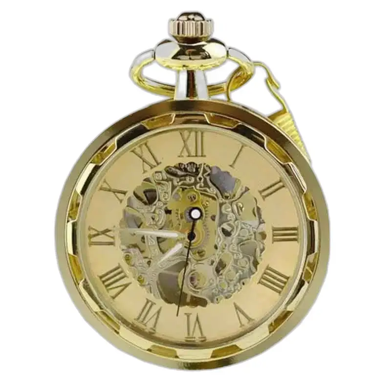 Luxe gouden Ruby Gusset zakhorloge met elegante mechanische gouden wijzerplaat