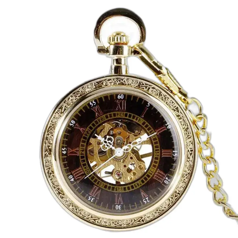 Luxe gouden saffierzakhorloge met ketting en gouden afwerking