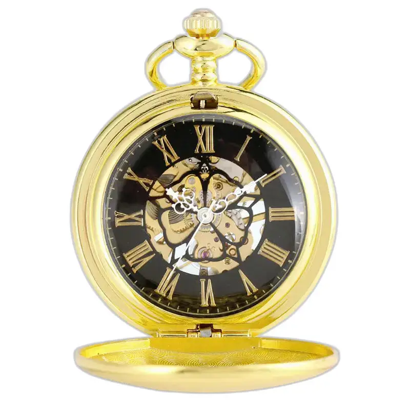 Luxe Gold Topaz Gusset zakhorloge met gouden wijzerplaat en elegante details