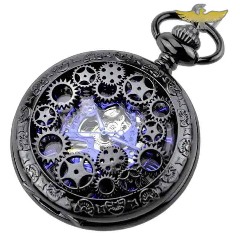 Steampunk Chrome Fob-zakhorloge met een slanke zwarte wijzerplaat