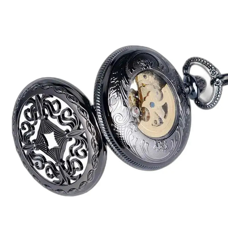 Steampunk Rhodium Pocket Watch, een elegant zwart steampunk zakhorloge