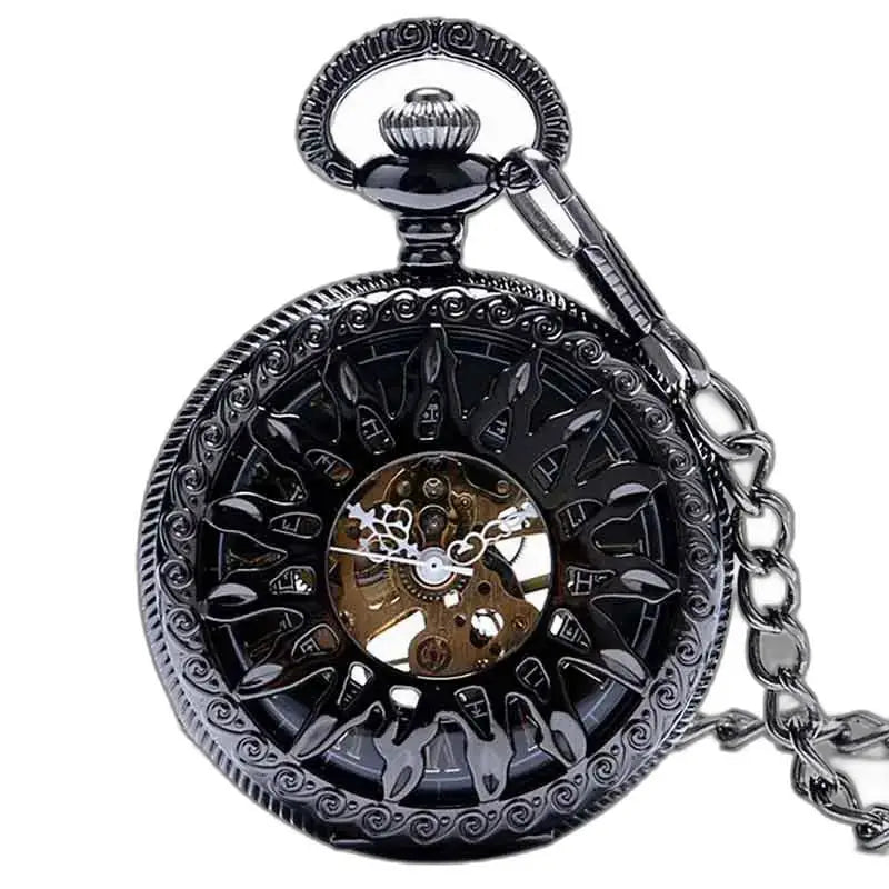 Steampunk titanium zakhorloge met een elegant zwart design