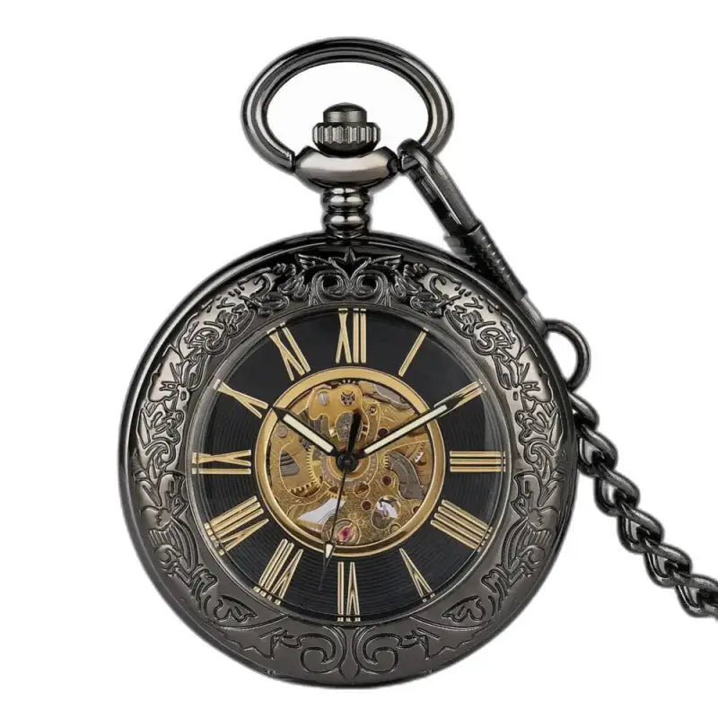 Rusticgem zwart automatisch zakhorloge met een elegant en sierlijk ontwerp