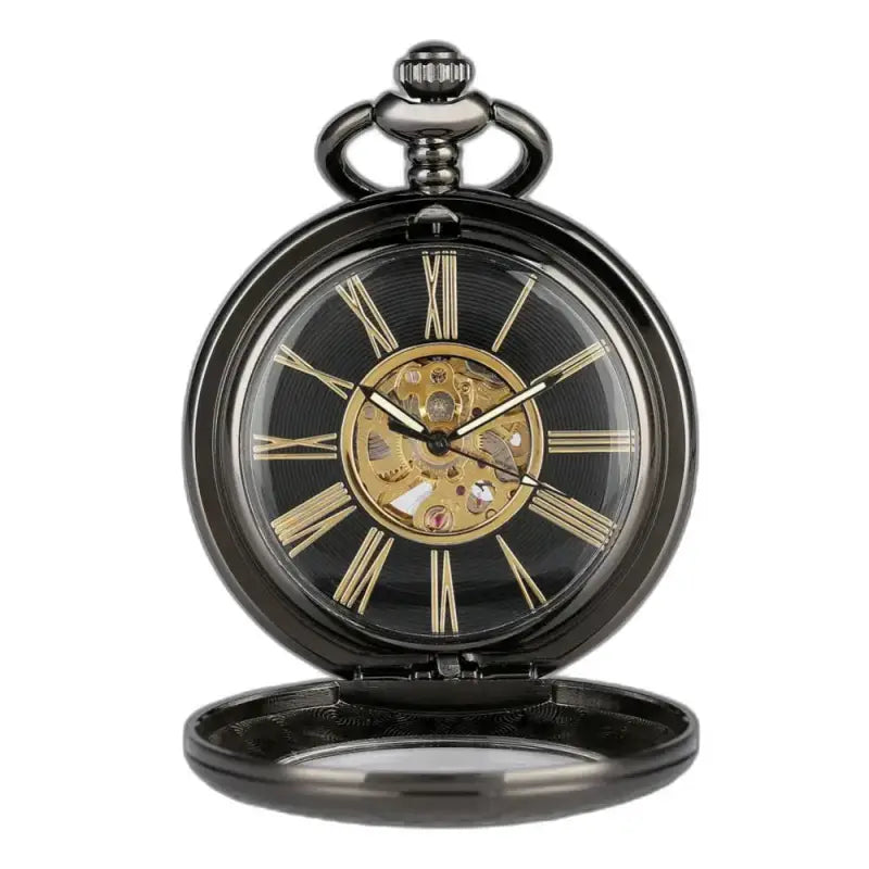 Rusticgem zwart automatisch zakhorloge met zichtbaar mechanisme en elegant ontwerp