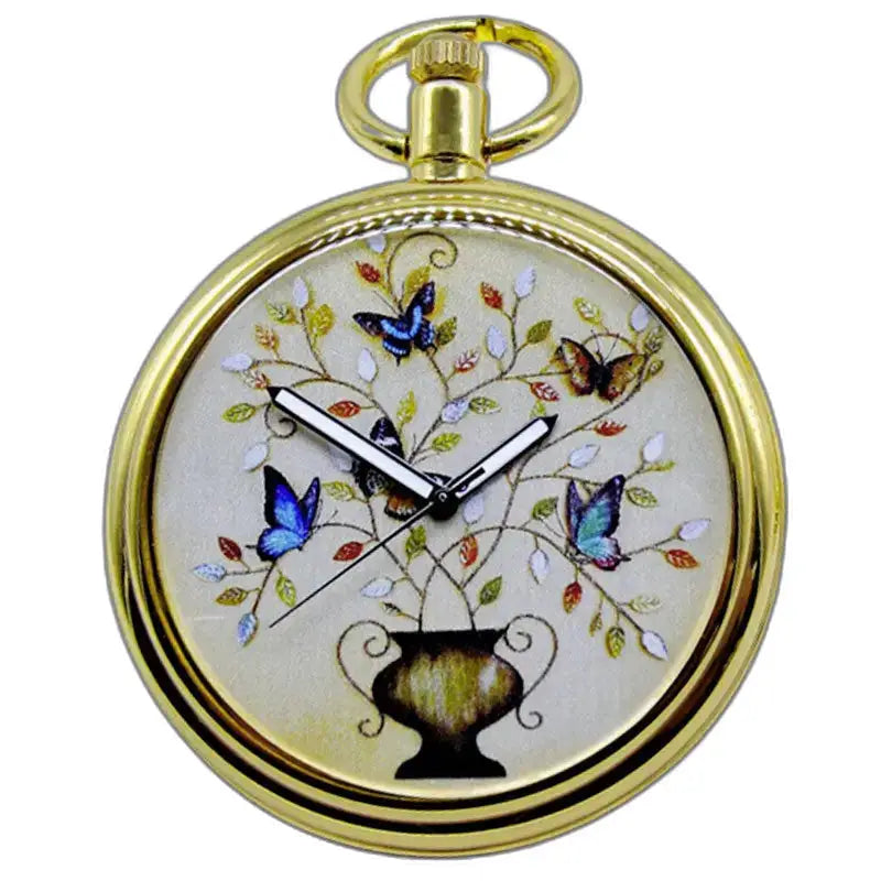 Betoverend vlinder vintage gouden zakhorloge met elegant vlinderontwerp