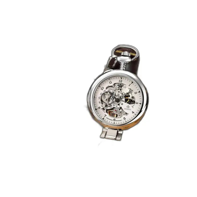 Prachtig mechanisch gouden herenzakhorloge met een elegante zilveren wijzerplaat