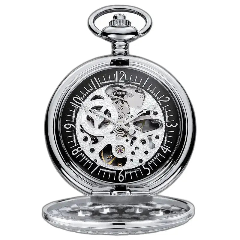 Volledig Hunter mechanisch handopwindbaar zakhorloge met zilveren wijzerplaat
