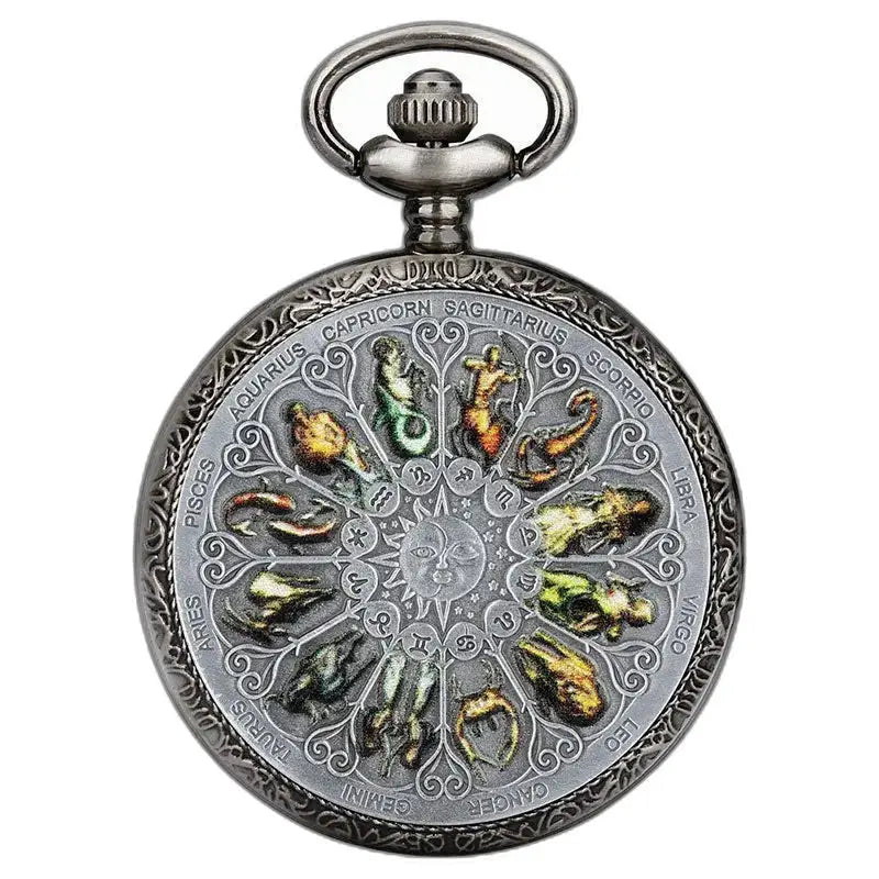 Vintage Horoscoop Fob-zakhorloge met elegant dierenriemontwerp