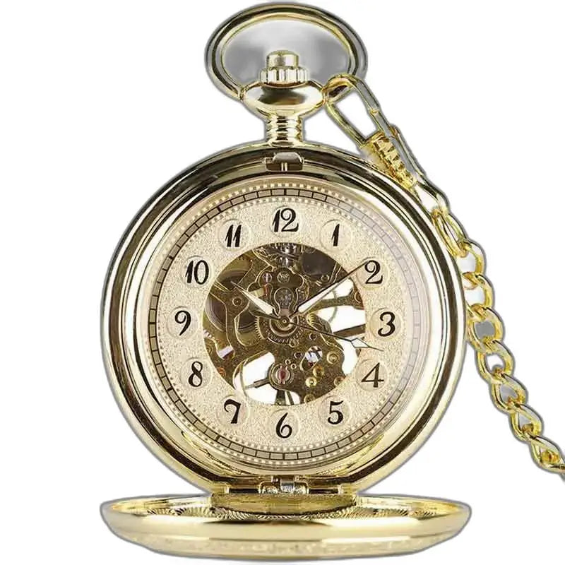 Luxe Gold Opal Zakhorloge met ketting en elegante gouden wijzerplaat