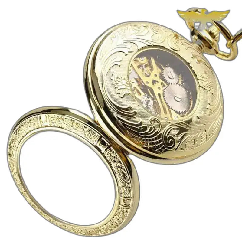 Luxe Gold Opal zakhorloge met een sierlijk en elegant gouden ontwerp