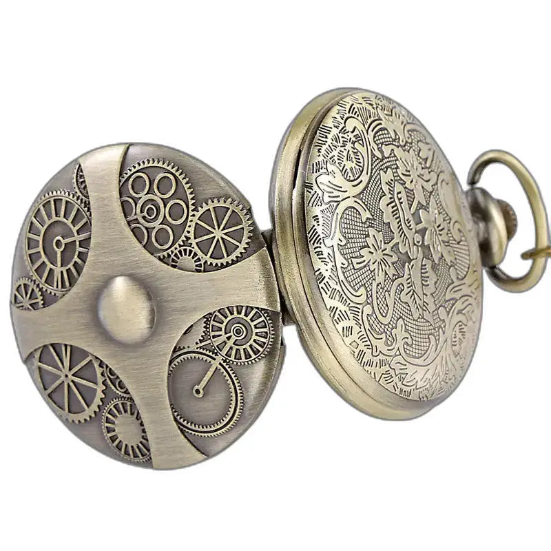Steampunk Chic zakhorloge met tandwielen en bloemengravures