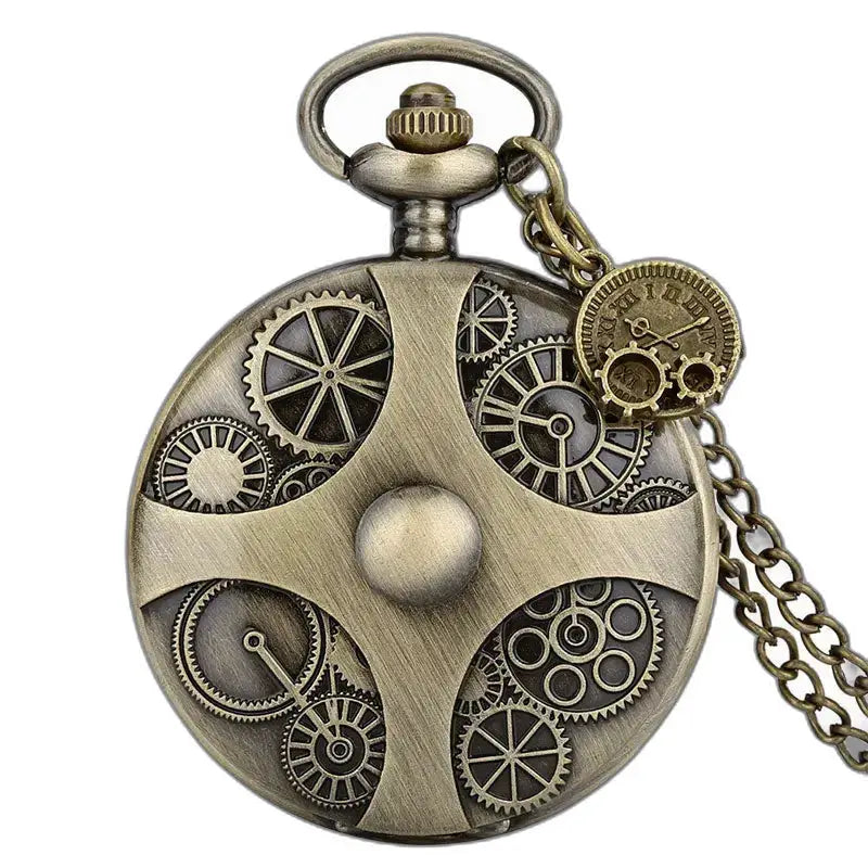 Steampunk Chic zakhorloge met zichtbaar mechanisme en vintage stijl
