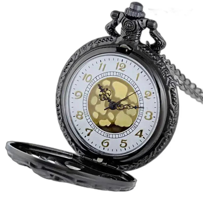 Elegant Steampunk Palladium Gusset-zakhorloge met zwart steampunk-horloge