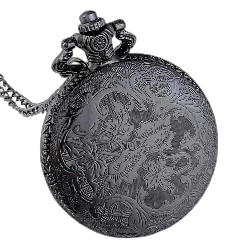 Elegant Steampunk Palladium Fob-horloge met sierlijk zwart ontwerp