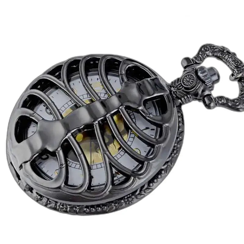Elegant Steampunk Palladium Zakhorloge met een prachtig zwart skelet