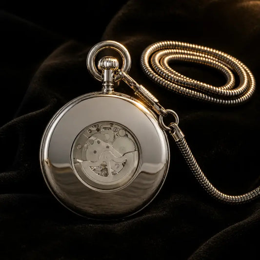 Elegant steenzilver mechanisch zakhorloge - Univers Gousset