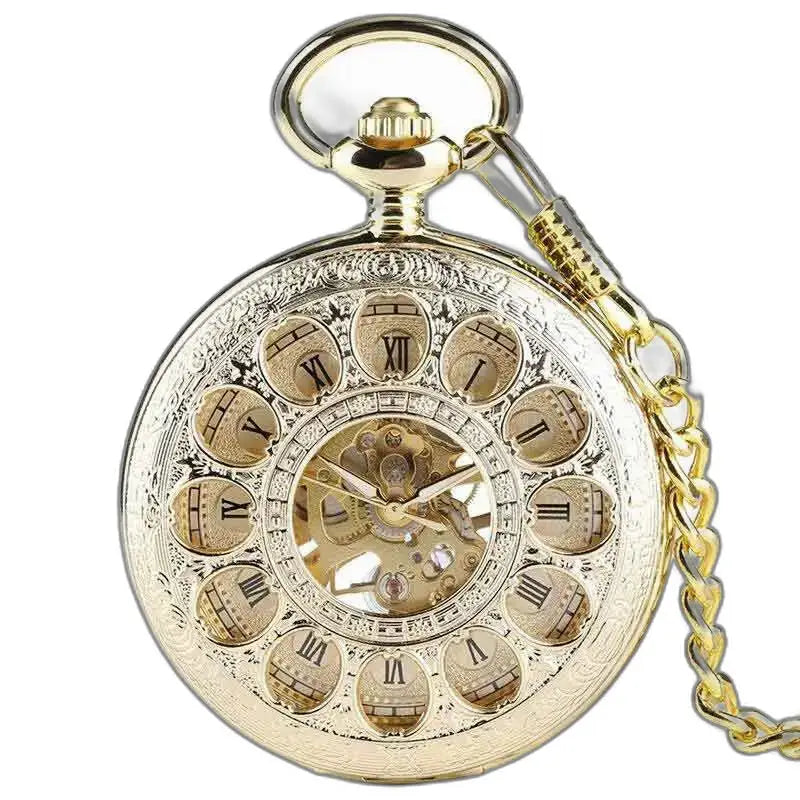 Luxe gouden Jade zakhorloge met ketting en elegante gouden wijzerplaat