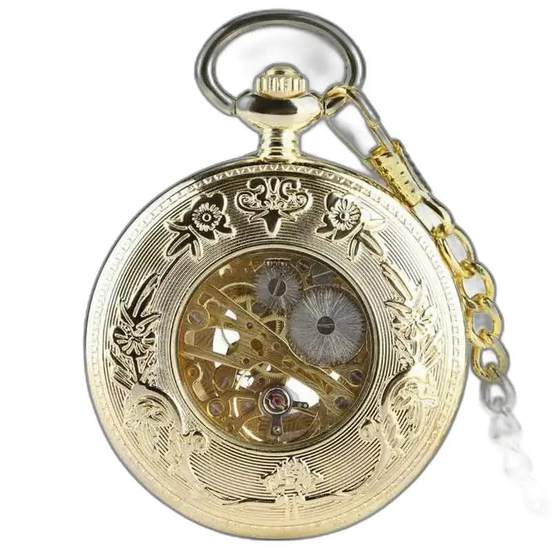 Luxe gouden jade zakhorloge met ketting en gouden afwerking
