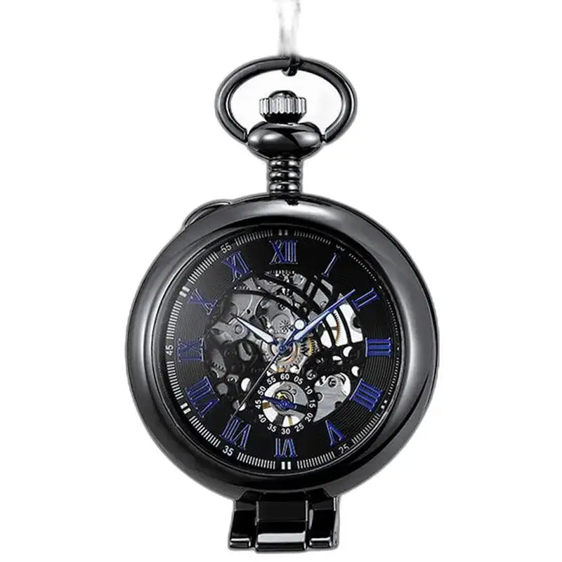 Luxe mechanisch zakhorloge met mechanisch uurwerk en zwart skeletontwerp