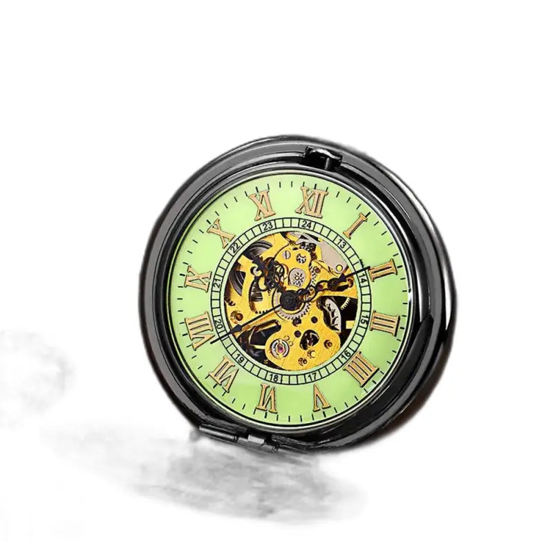 Montre de Poche Mécanique Lumineuse Femme avec cadran vert et mécanisme visible