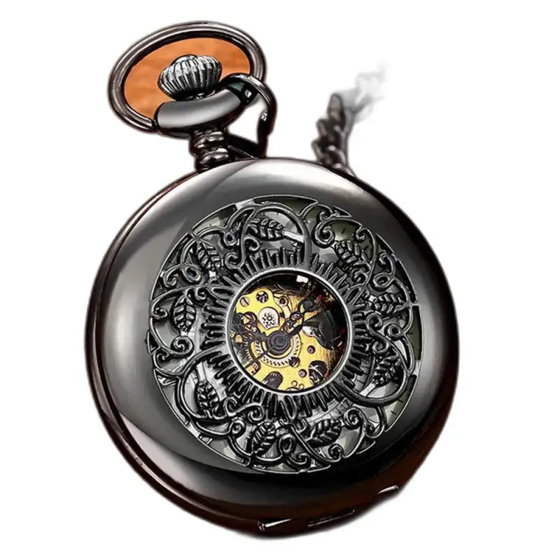 Lichtgevend mechanisch dameszakhorloge met een elegant sierlijk zwart ontwerp