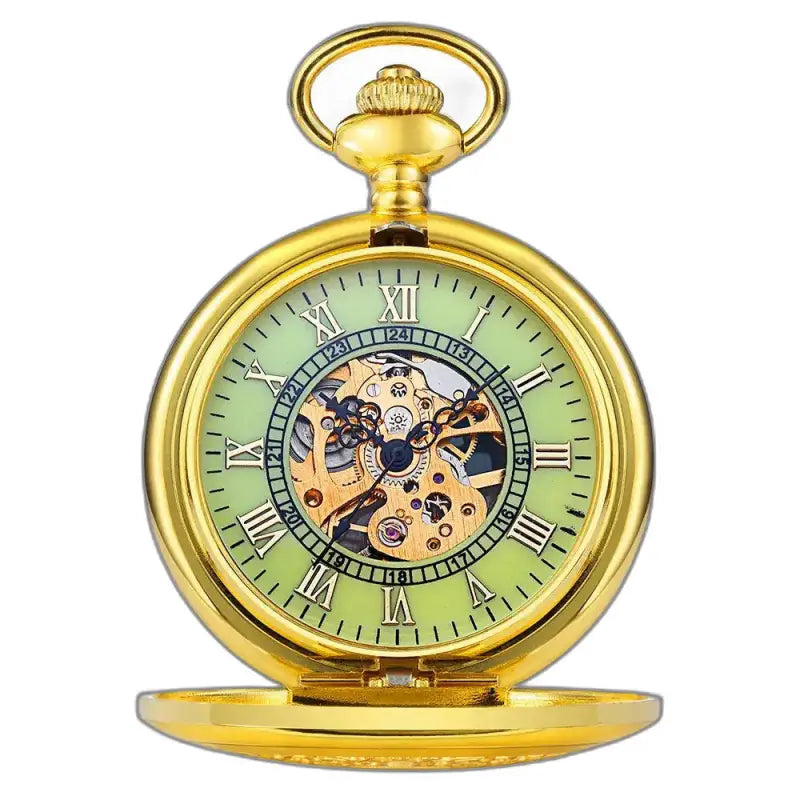 Lichtgevend mechanisch dameszakhorloge, elegant gouden zakhorloge