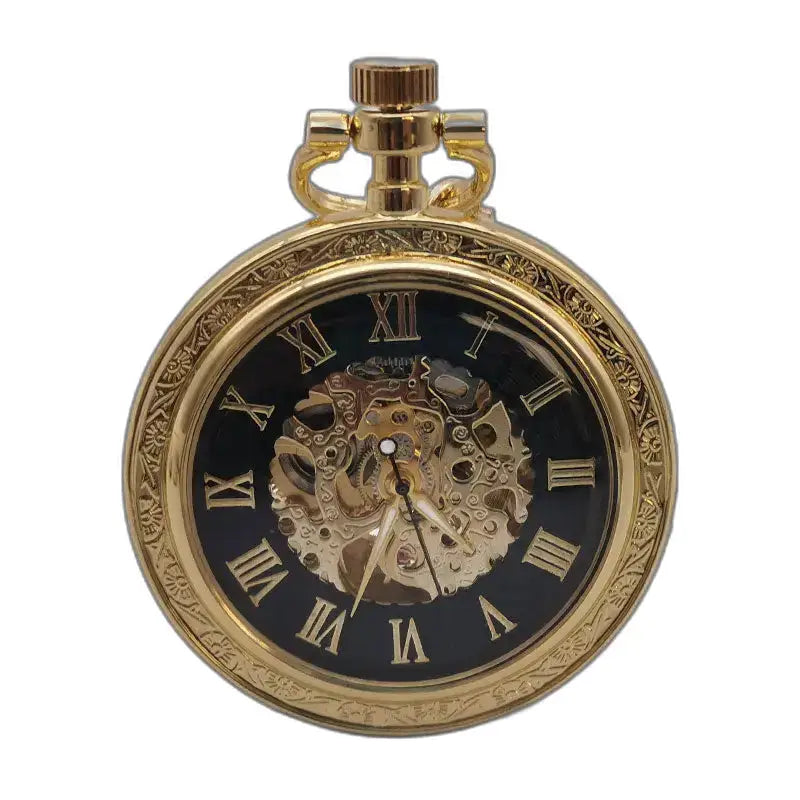 Vintage zilveren mechanisch zakhorloge met een prachtige elegante gouden wijzerplaat