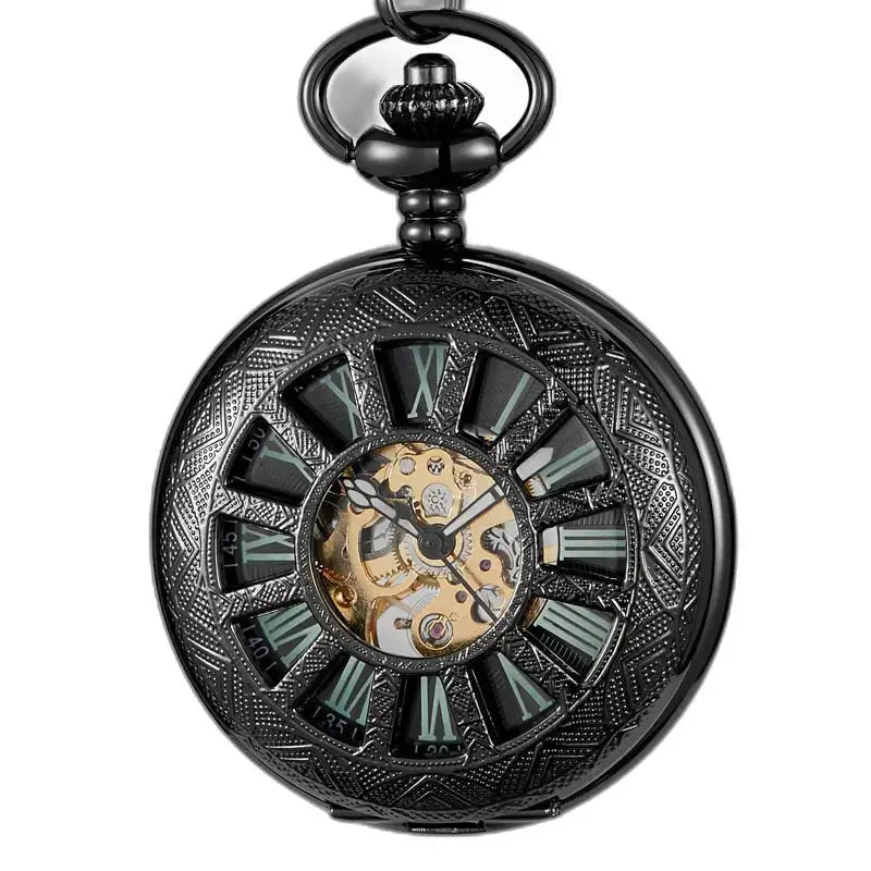 Vintage Green Lantern mechanisch zakhorloge met een stijlvolle zwarte kast