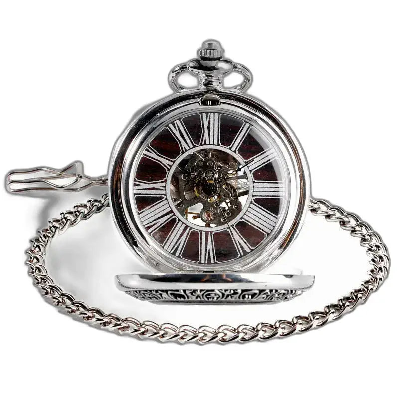 Wood Prestige luxe mechanisch herenzakhorloge met zilveren ketting