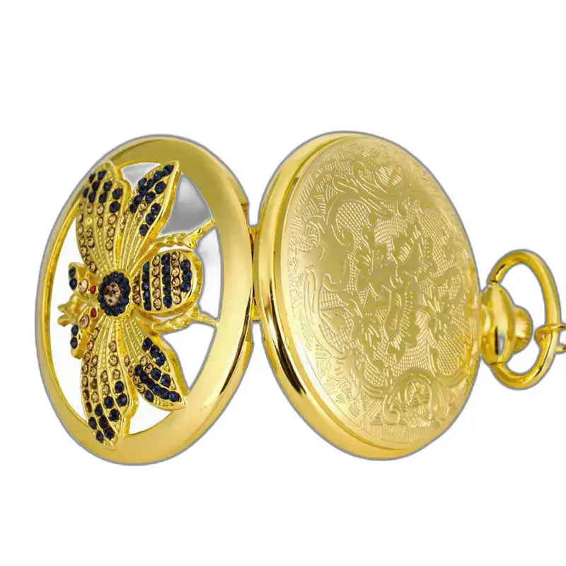 Klassiek gouden vlinderkwartszakhorloge met elegant honingontwerp