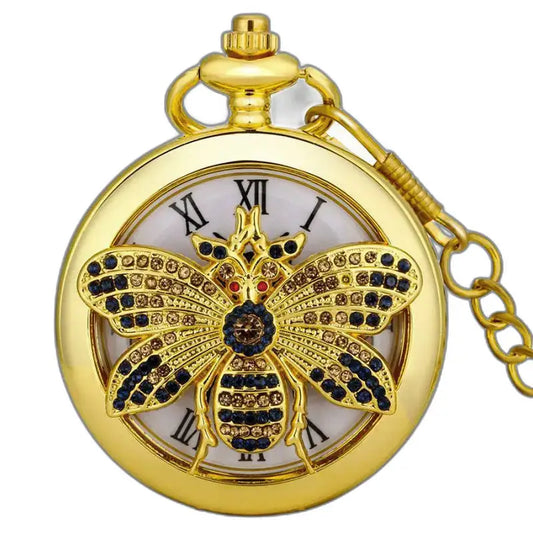 Klassiek gouden vlinderkwartszakhorloge met kostbare gouden bij