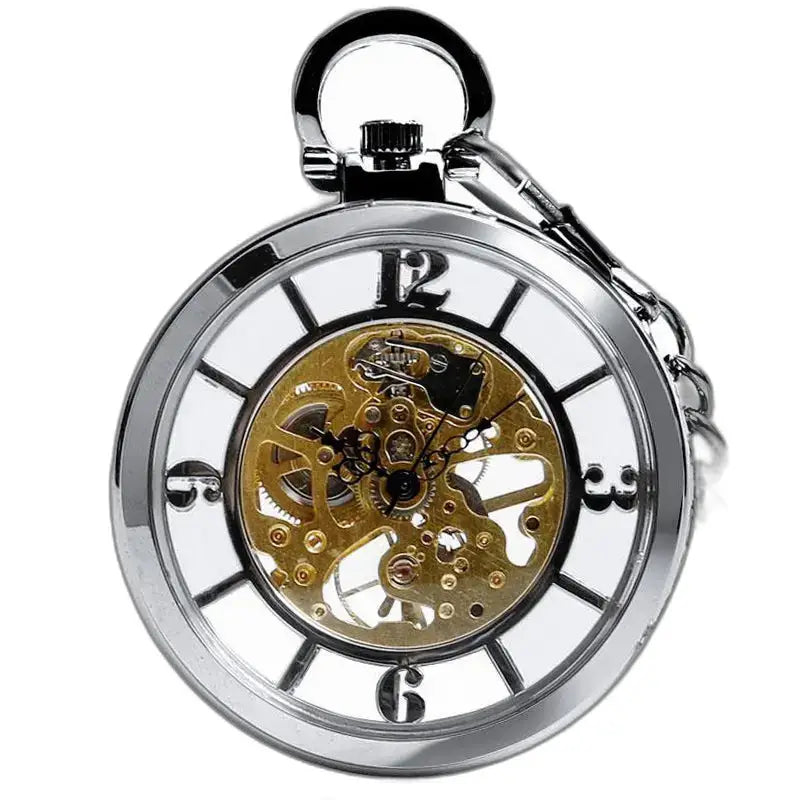 Skeleton-zakhorloge met handmatige opwinding en zilveren skeletwijzerplaat