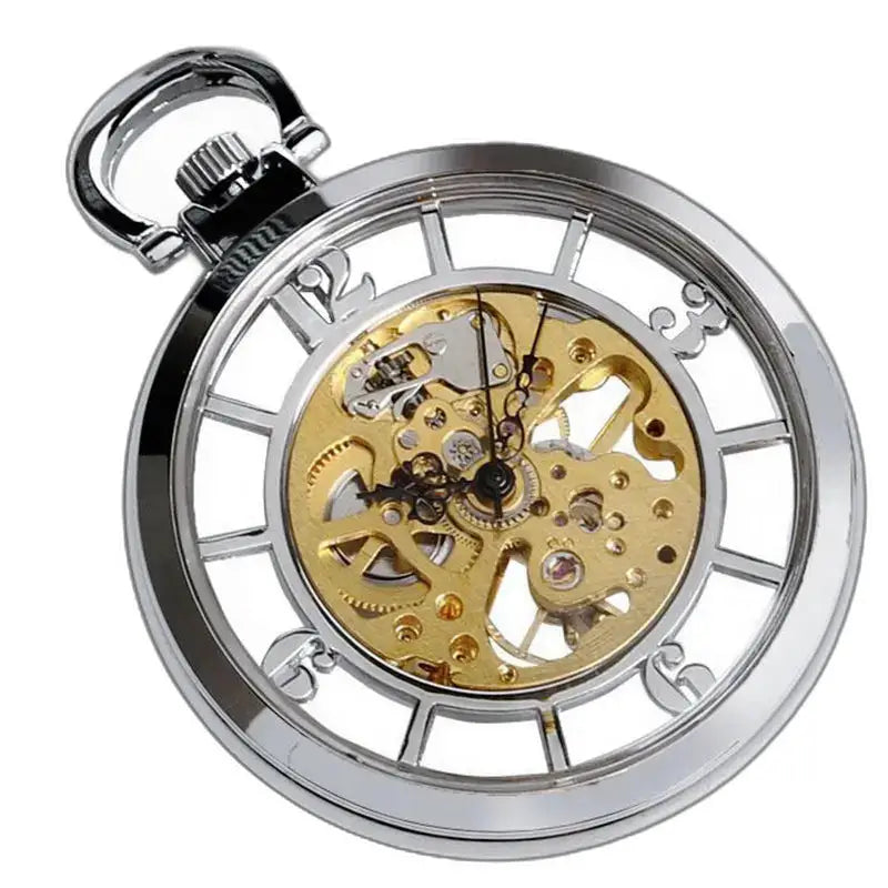 Skeleton-zakhorloge met handmatige opwinding en zilveren skeletwijzerplaat