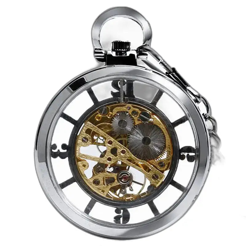Skeleton-zakhorloge met handmatige opwinding en elegante zilveren skeletwijzerplaat