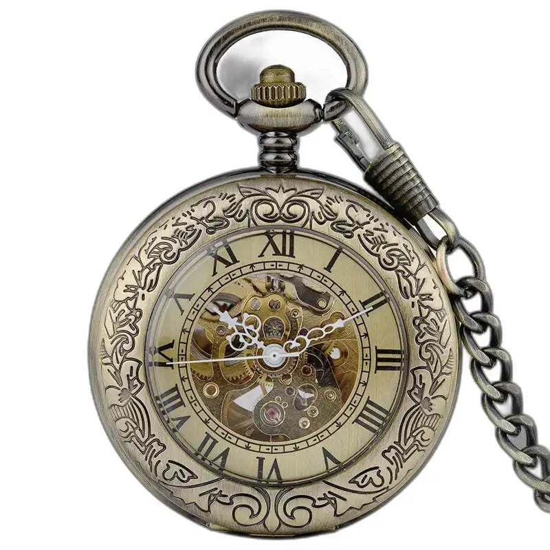 Vintage mechanisch automatisch zakhorloge met zichtbare versnellingen