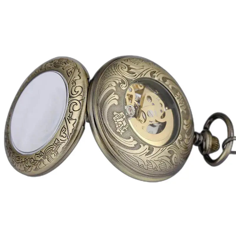 Vintage mechanisch automatisch zakhorloge met een elegante bronzen wijzerplaat