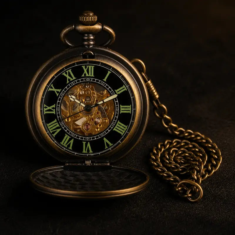 Heren gegraveerd mechanisch zakhorloge - Univers Gousset