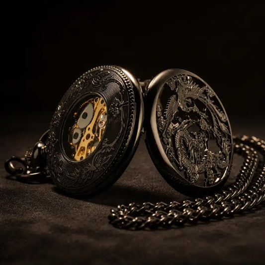 Heren gegraveerd mechanisch jagerzakhorloge - Univers Gousset