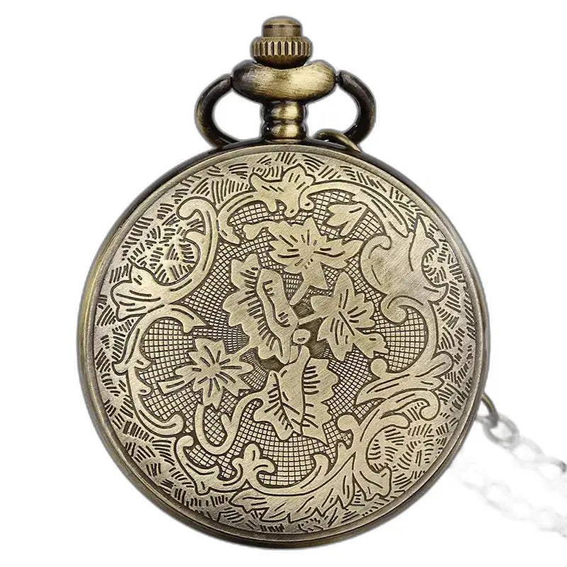Vintage Mandala bronzen kettingzakhorloge met een elegante sierlijke bronzen wijzerplaat