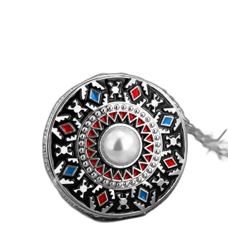 Sierlijke ronde broche met parelcentrum voor zakhorloge met diamanten halsketting