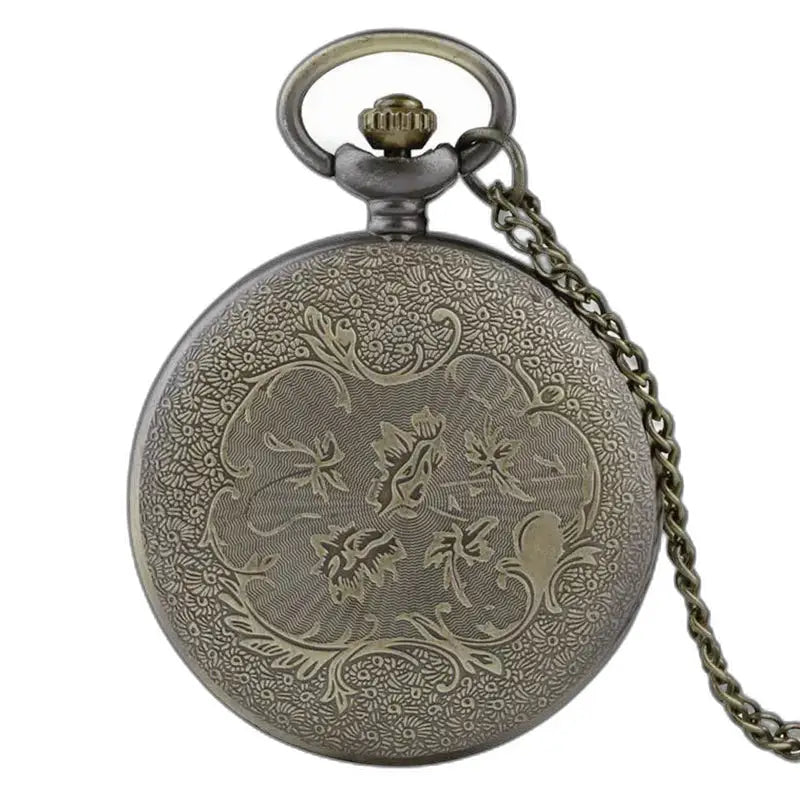 Veelkleurig dameskettingzakhorloge met een antiek en sierlijk ontwerp
